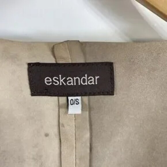 Eskandar Suede Leather Jacket Womens One Size Open Front Kimono England Luxury - Picture 2 of 15